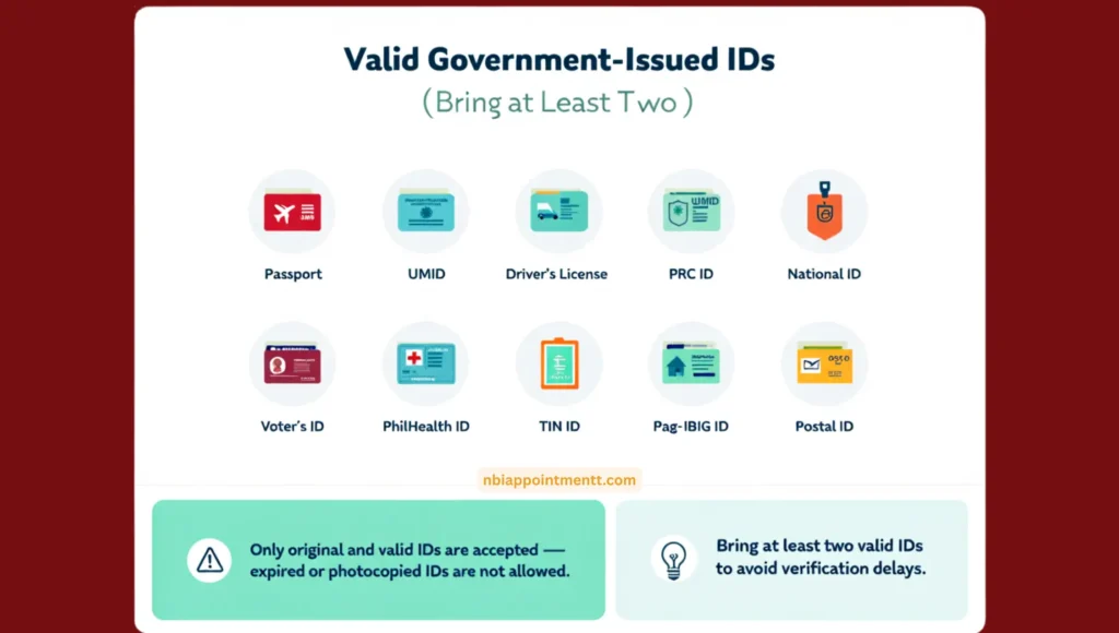 2. Valid Government-Issued IDs (Bring at Least
